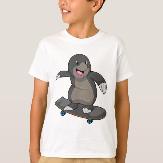 T-shirt Mole en skate avec skateboard (Devant)