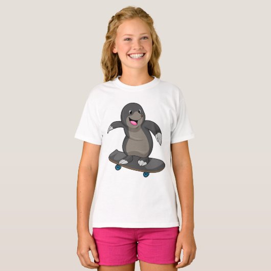 T-shirt Mole en skate avec skateboard (Devant entier)
