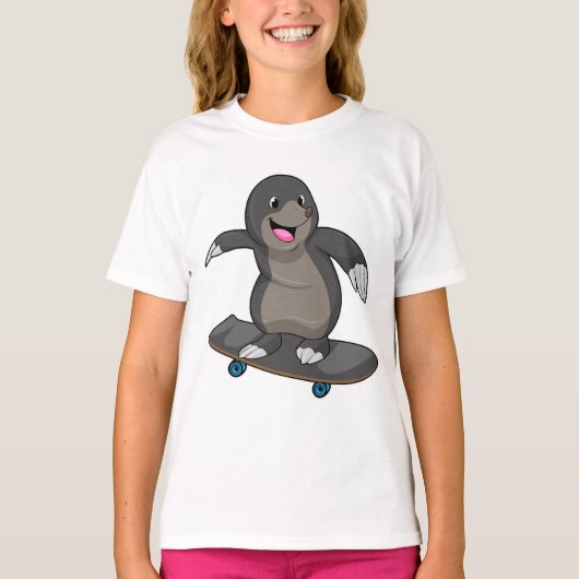 T-shirt Mole en skate avec skateboard (Devant)