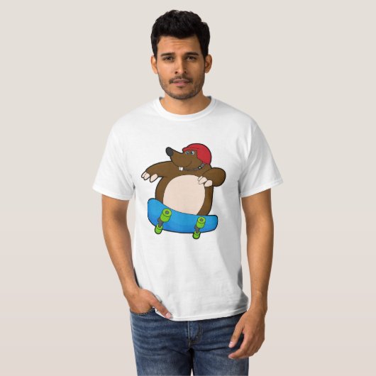 T-shirt Mole en Skate avec Skateboard & Casque (Devant entier)