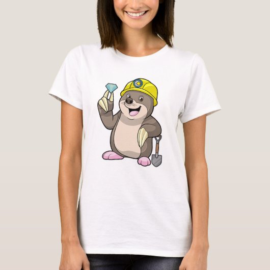 T-shirt Mole en tant que mineur avec lunette et diamant (Devant)