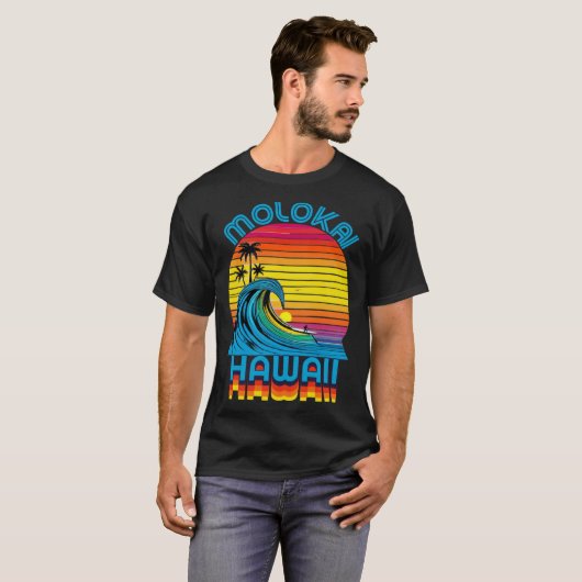 T-shirt Molokai Hawaii Retro Throwback Surf & Beach Souven (Devant entier)