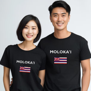 T-shirt Molokai USA Drapeau hawaïen Couleur foncée