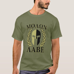 T-shirt Molon Labe Laurels en Masque Spartiate Vert olive
