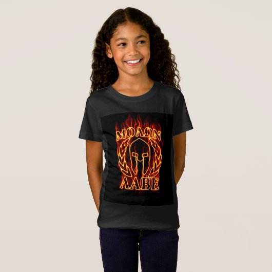 T-Shirt Molon Labe Laurels guerrier spartiate en feu (Devant entier)
