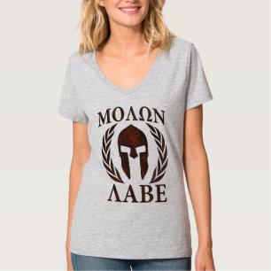 T-shirt Molon Labe Spartan Warrier Laurels Masque
