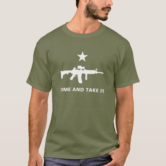 T-SHIRT MOLON LABE VIENNENT LUI PRENDRE LA CARABINE M4 (Devant)