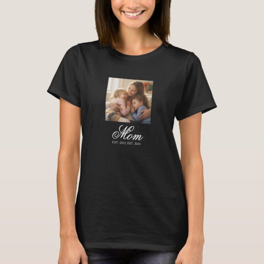 T-shirt Mom Established Black Elegant Script Photo (Devant)