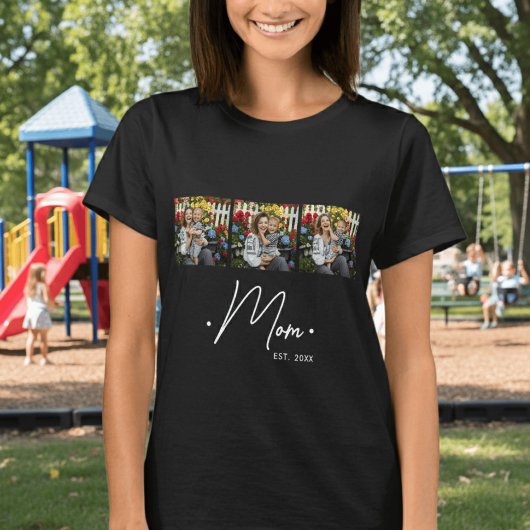T-shirt Mom Established Script 3 Photo Black