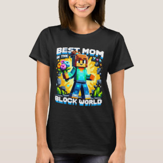 T-shirt Mom in the block world pixel gaming mother day