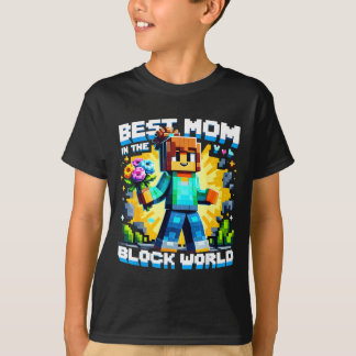 T-shirt Mom in the block world pixel gaming mother day
