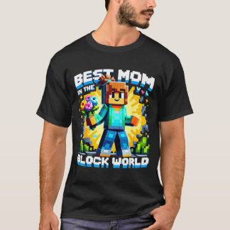 T-shirt Mom in the block world pixel gaming mother day