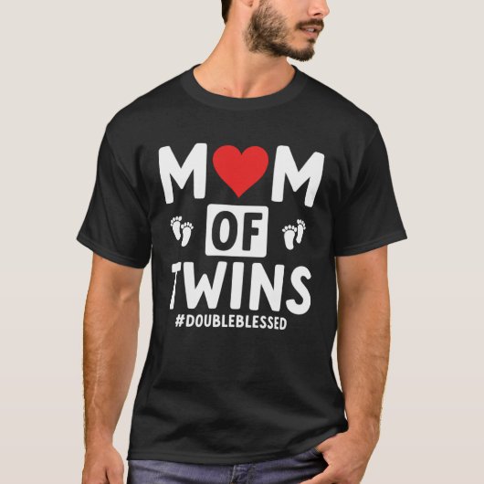 T-shirt Mom Of Twins Double Blessed Twin Mom (Devant)