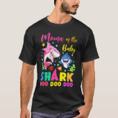 T-shirt Moma Of Birthday Boy Shark Rose Blue Doo Doo Doo (Devant)