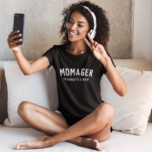 T-shirt Momager   Modern Mom Manager Noms des enfants
