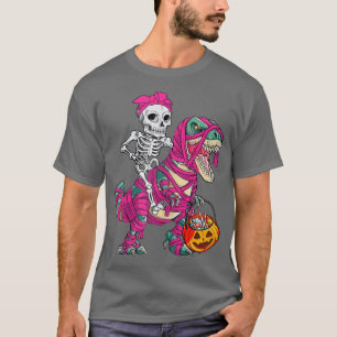 T-shirt Momie de dinosaure à cheval sur un squelette pour