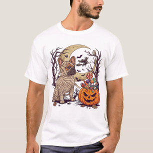 T-shirt Momie d'Halloween Bouledogue Français Citrouille B