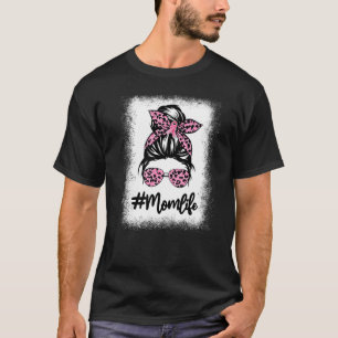 T-shirt Momlife Lunettes Headband Maman Vie Léopard Bleu