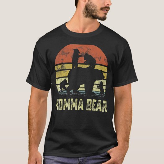 T-shirt Momma Bear Matching Family Cub 4 enfants Fête des (Devant)