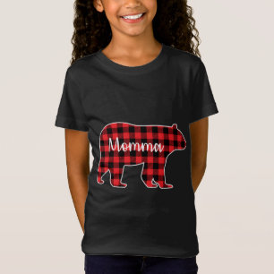 T-Shirt Momma Bear Red Plaid Family Matching Christmas Paj