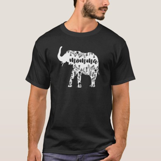 T-shirt Momma d'éléphant floral (Devant)
