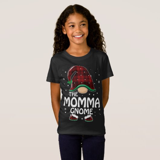 T-Shirt Momma Gnome Buffalo Plaid Matching Family Christma (Devant entier)