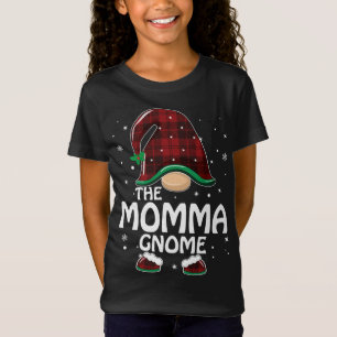 T-Shirt Momma Gnome Buffalo Plaid Matching Family Christma