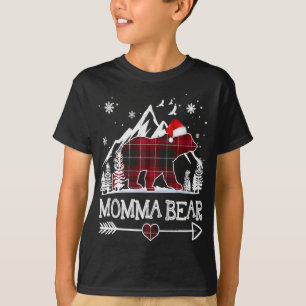 T-shirt Momma Ours de Noël Pyjama Rouge Buffalo à plaid Fa