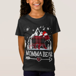 T-Shirt Momma Ours de Noël Pyjama Rouge Buffalo à plaid Fa