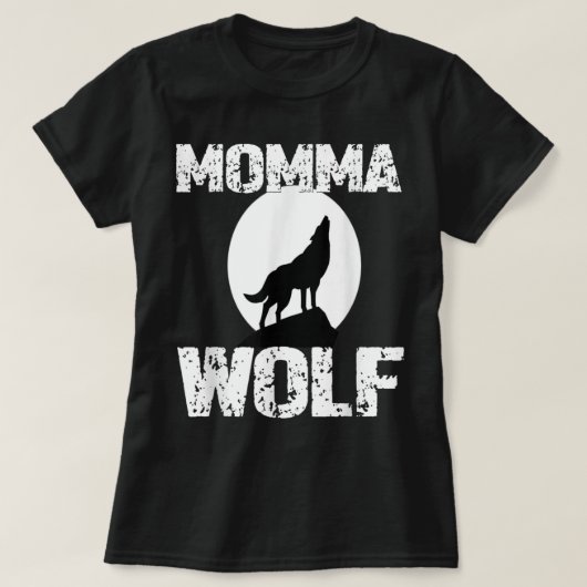 T-shirt Momma Wolf Moon Silhouette Design (Design devant)