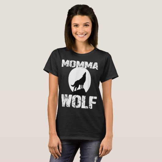 T-shirt Momma Wolf Moon Silhouette Design (Devant entier)