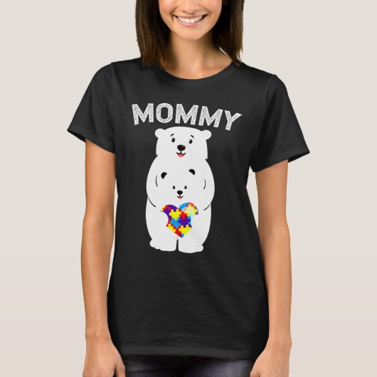T-shirt Mommy Bear Sensibilisation sur l'autisme Puzzle He (Devant)