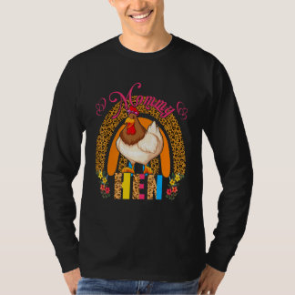 T-shirt Mommy Hen Cute Floral Chicken Bow Tie Rainbow Moth