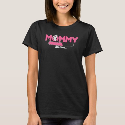 T-shirt Mommy loading future mother mom sweet waiting moth (Devant)