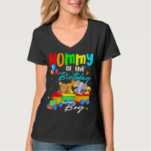 T-shirt Mommy Of Anniversaire Garçons Train Famille Safari