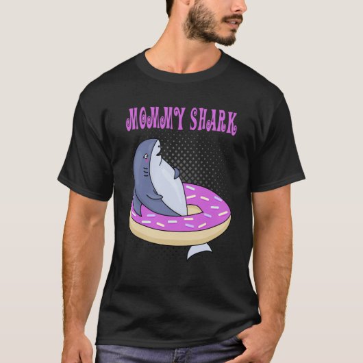 T-shirt Mommy Swimming Shark Donut mignonne Merch (Devant)