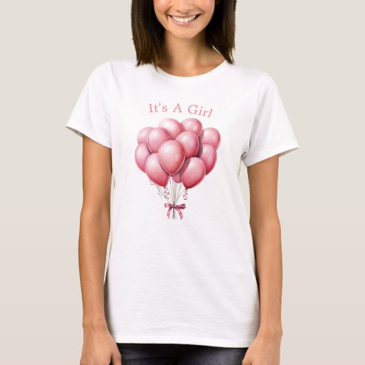 T-shirt Mommy To Be Pink Balloons C'est une fille (Devant)