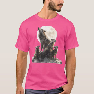 T-shirt Mommy Wolf hurle sur la lune Wolf Aime la da de la