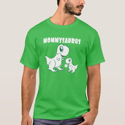 T-shirt Mommysaurus-Jour de la Saint Patrick-Dinosaure-Sha (Devant)