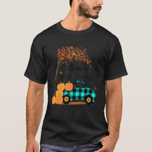 T-shirt Momo S Petit Camion Citrouille Vert Plaid Automne 