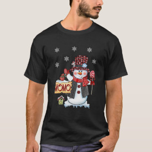 T-shirt Momo Snowman Sucre de canne de Noël Red Plaid Père