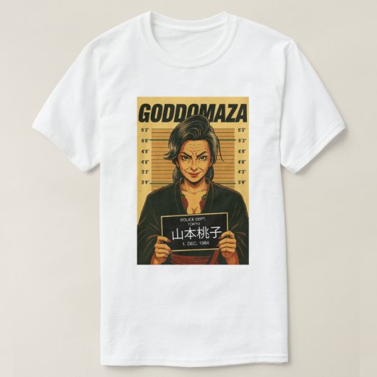 T-SHIRT MOMOKO MUGSHOT TOMBE COULEUR (TEXTE JAPONSE) (Design devant)