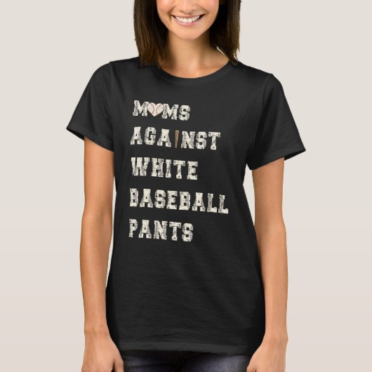 T-shirt Moms contre les pantalons de baseball blanc Funny (Devant)