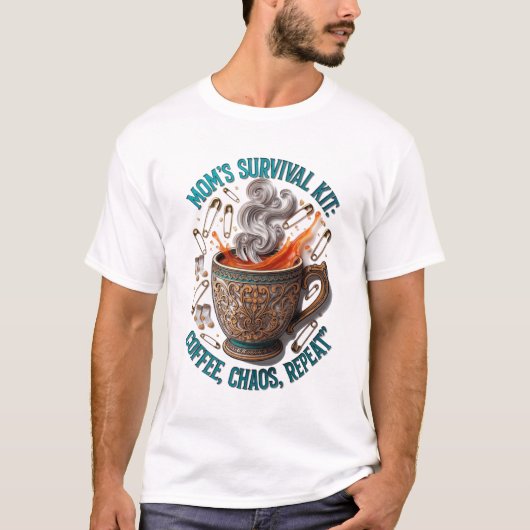 T-shirt Mom's Survival Kit Tee | Coffee Chaos Repeat Funny (Devant)