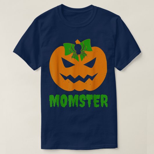 T-shirt Momster Citrouille bow Maman Halloween costume éff (Design devant)