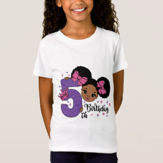 T-Shirt Mon 5e anniversaire Black Girl Parties scintillant