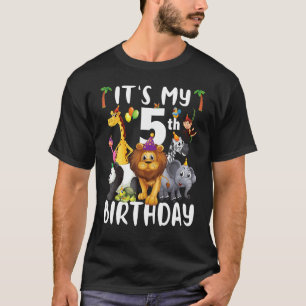 T-shirt Mon 5e anniversaire Zoo Safari Jungle Animaux
