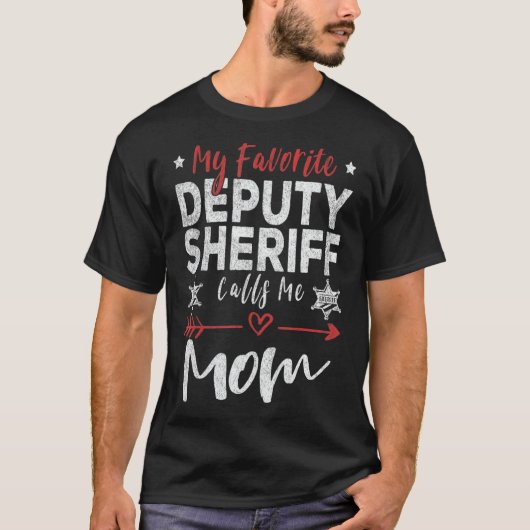 T-shirt Mon adjoint préféré me traite de maman Sheriff (Devant)