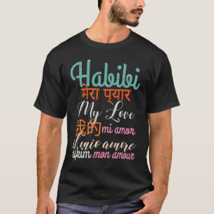 T-shirt MON Amour J'aime dans 7 langues différentes