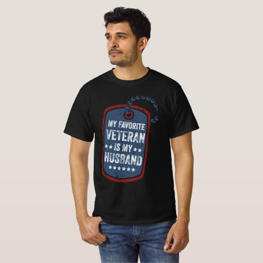 T-shirt mon ancien combattant préféré est mon mari, la fem (Devant entier)